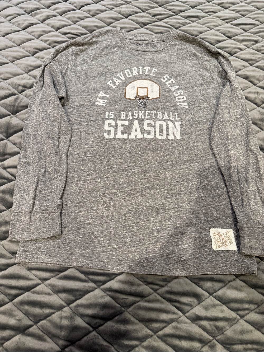 Boys SZ L RETRO BRAND ‘My Favorite Season is Basketball Season' Long Sleeve Tee